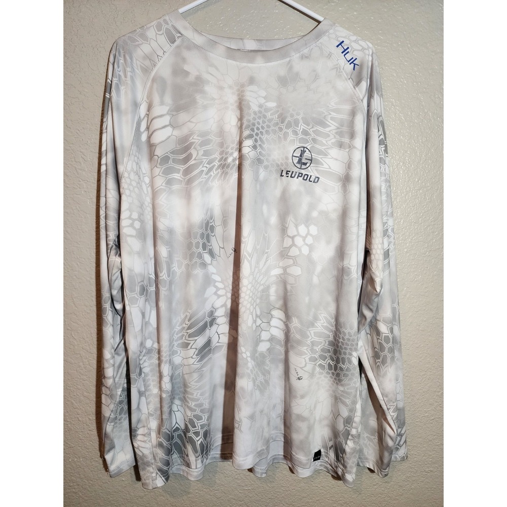 Huk Performance Fishing Shirt Men's Size XL Long Sleeve White Moisture Wicking